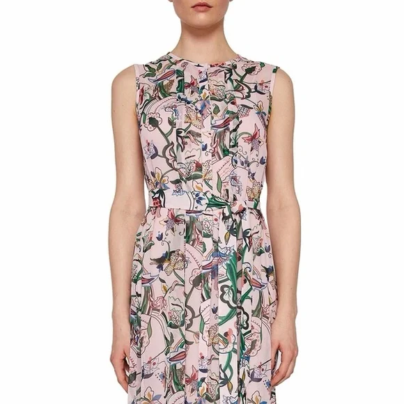 Ted Baker Pink Jungle Floral Maxi Dress Belted Sleeveless Occasion US 6 - Picture 5 of 12